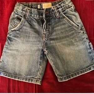 Utility Denim Shorts in Light Blue